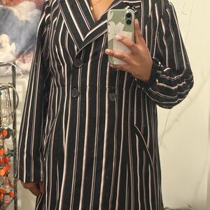 Eloquii Black and White Striped Blazer